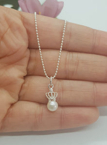 Collar coronita perla plata 950